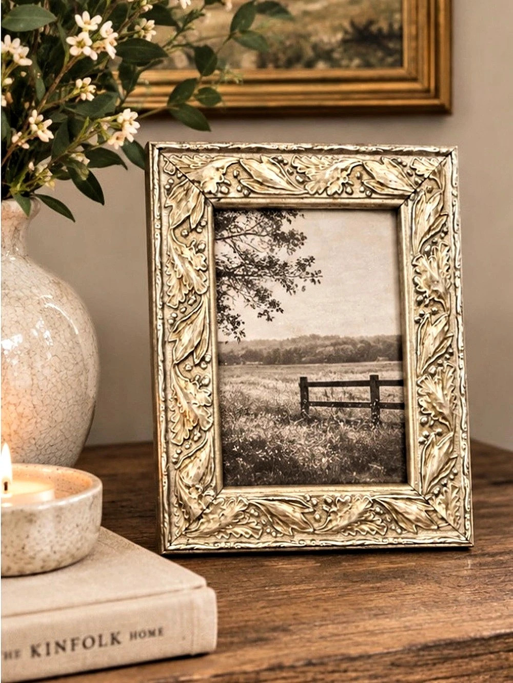 Martin Aborn Luxury Ornate Antiqued Gold Leaf Picture Frame 4x6” Vintage Italian